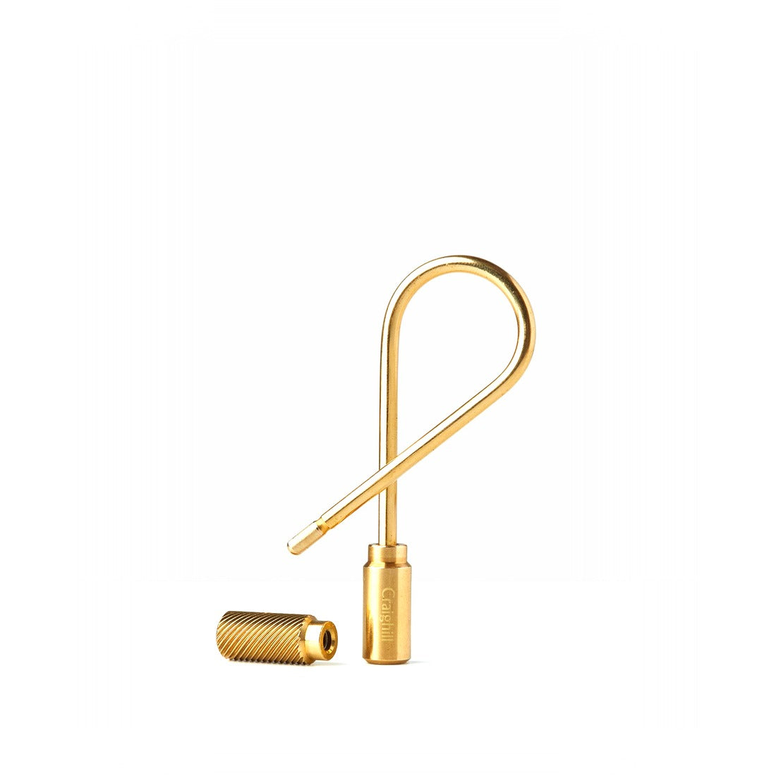 Brass Closed Helix Keyring with the knurled end-cap pulled off - The Simple Man