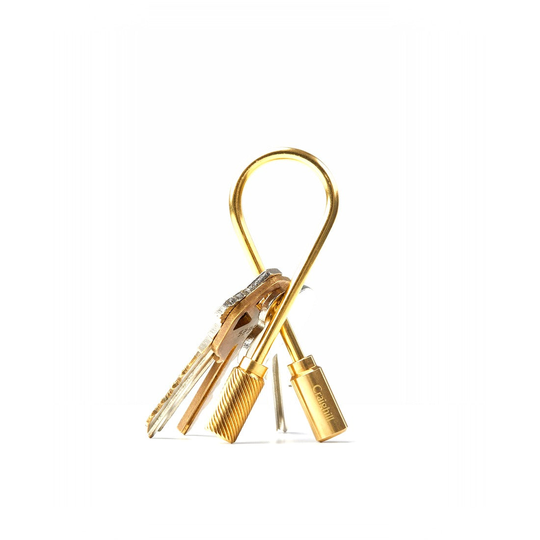 Brass Closed Helix Keyring holding a set of keys - The Simple Man