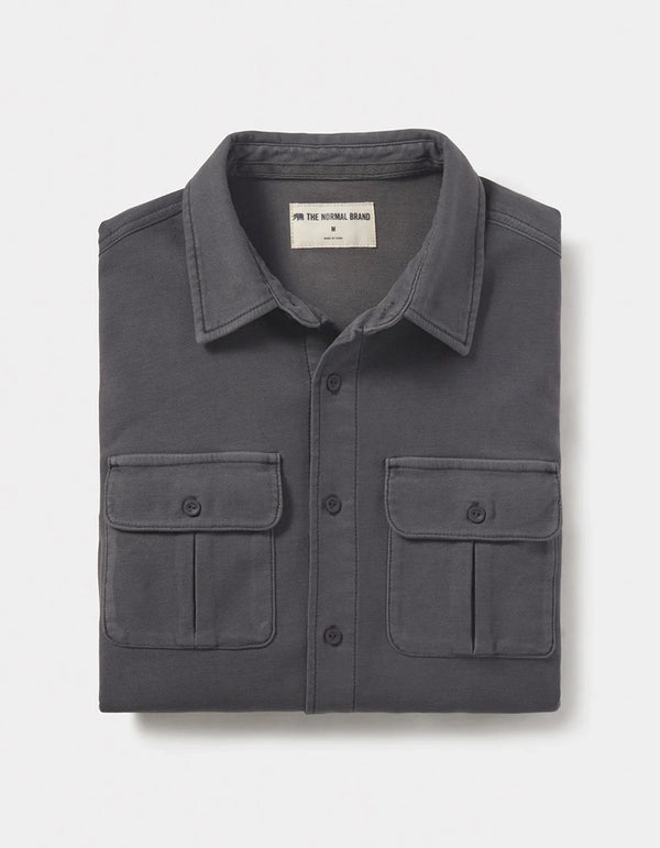 Comfort Terry Shirt Jacket in Steel | The Simple Man