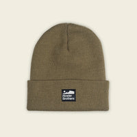 howler Bros command beanie in army green flat lay view
