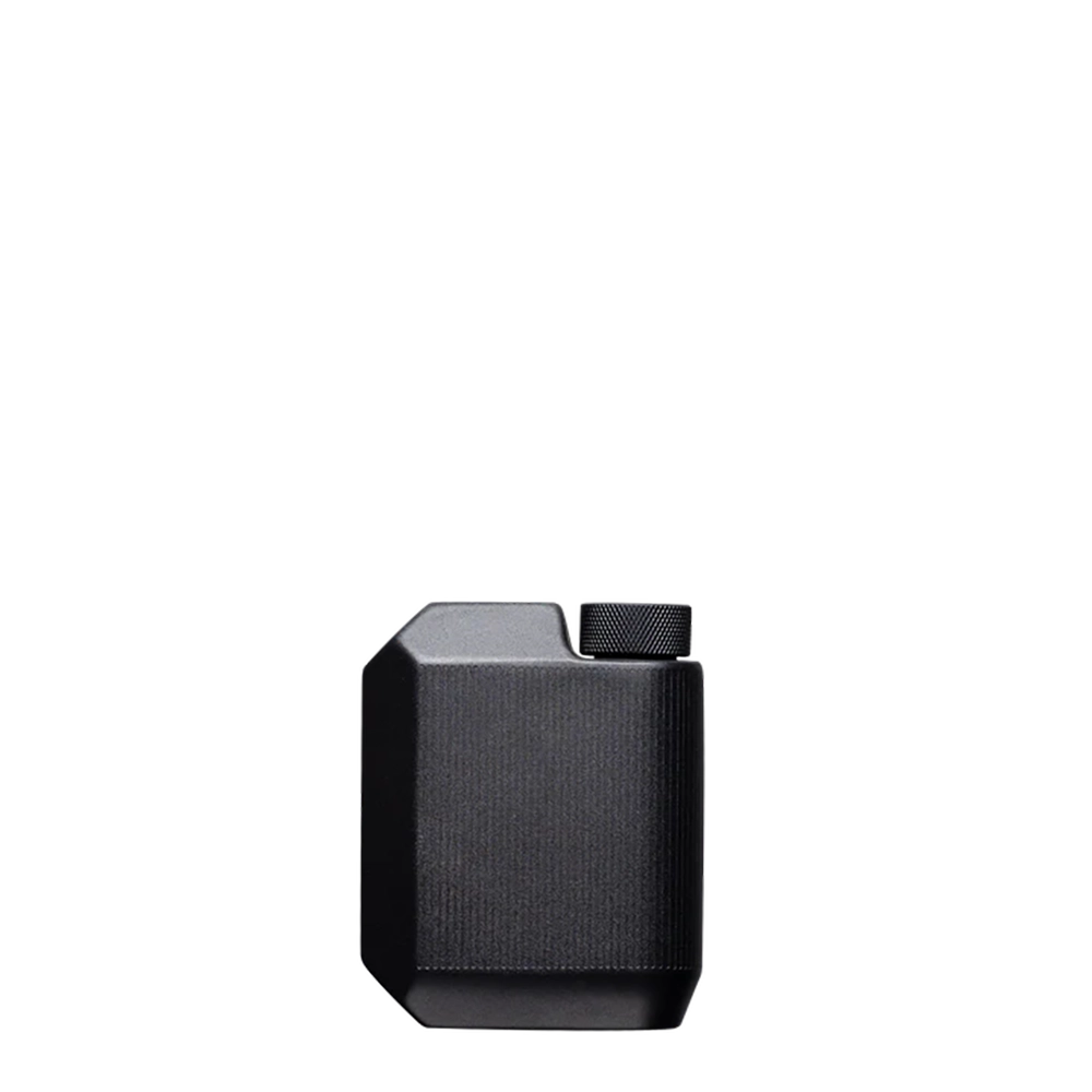 Cool Flask in matte black finish – slim stainless steel 9oz pocket flask available at The Simple Man.
