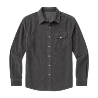 Corduroy Pearl Snap Shirt in Charcoal flat lay front view showing snap closures and chest pocket - The Simple Man
