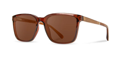 Camp Clay / Walnut Sunglasses with brown polarized Lenses front angled view