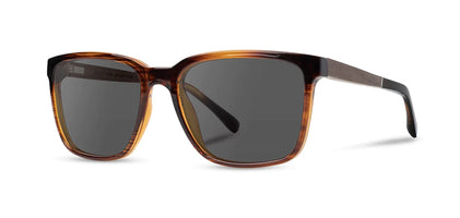 Camp Crag Sunglasses in Tortoise with walnut frames, grey Polarized lenses, front angled view