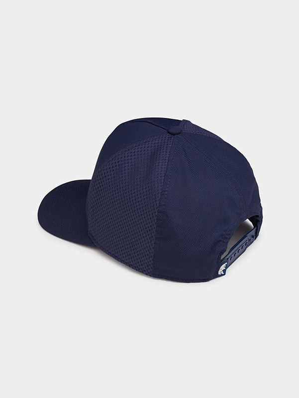 Diamond 5 Panel cap with Circle Logo in Navy, rear View