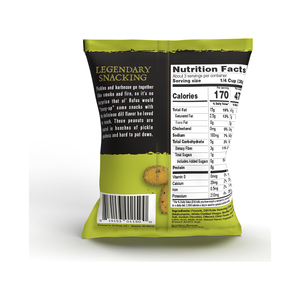 Back of the 3oz Dill Pickle peanut packet with nutrition facts and barcode