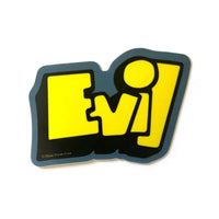 EVIL sticker blue with Yellow Text
