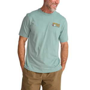 Howler Brothers El Monito Surfs T-Shirt Riviera Blue front chest logo men's cotton blend tee