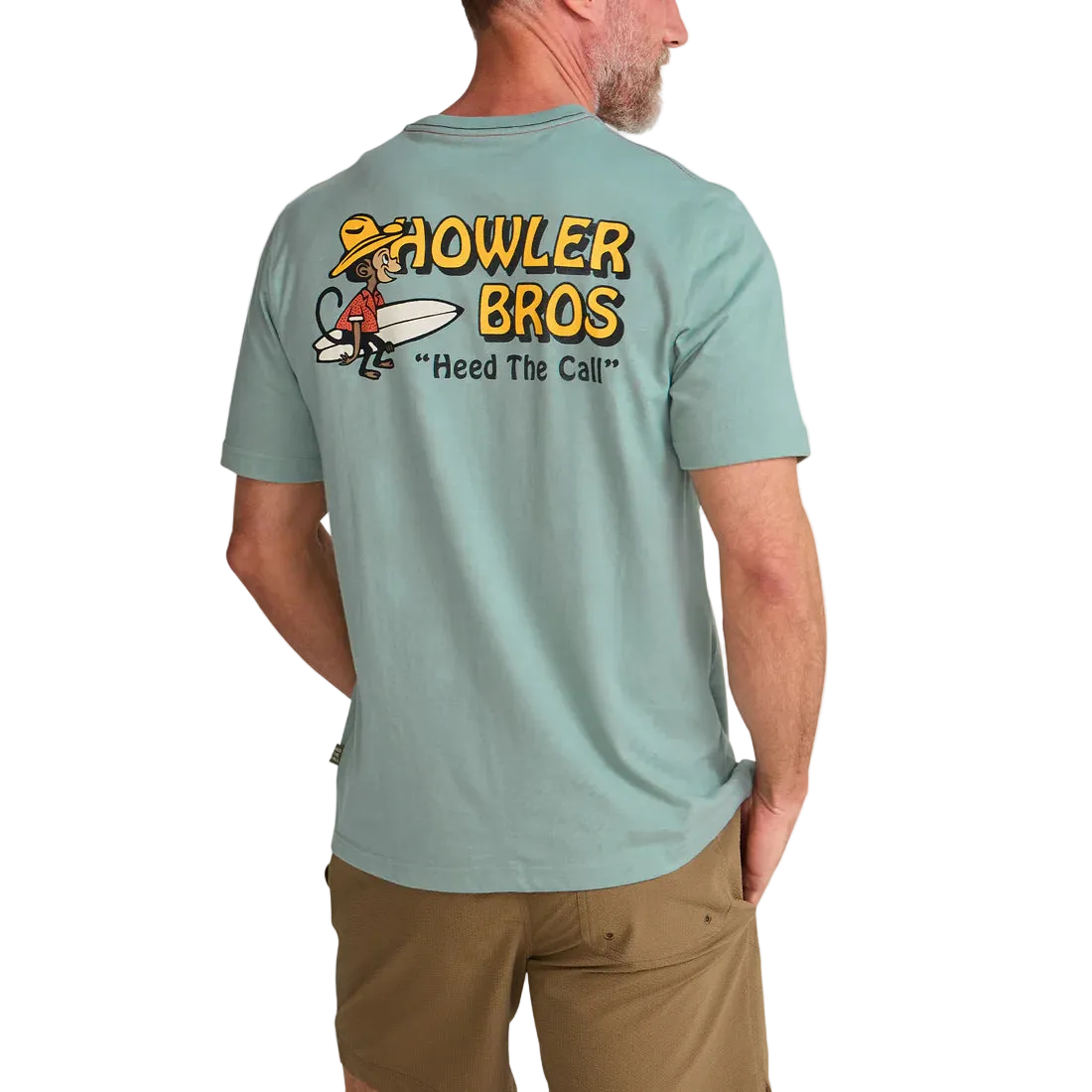 Howler Brothers El Monito Surfs T-Shirt Riviera Blue back graphic view men's short sleeve tee