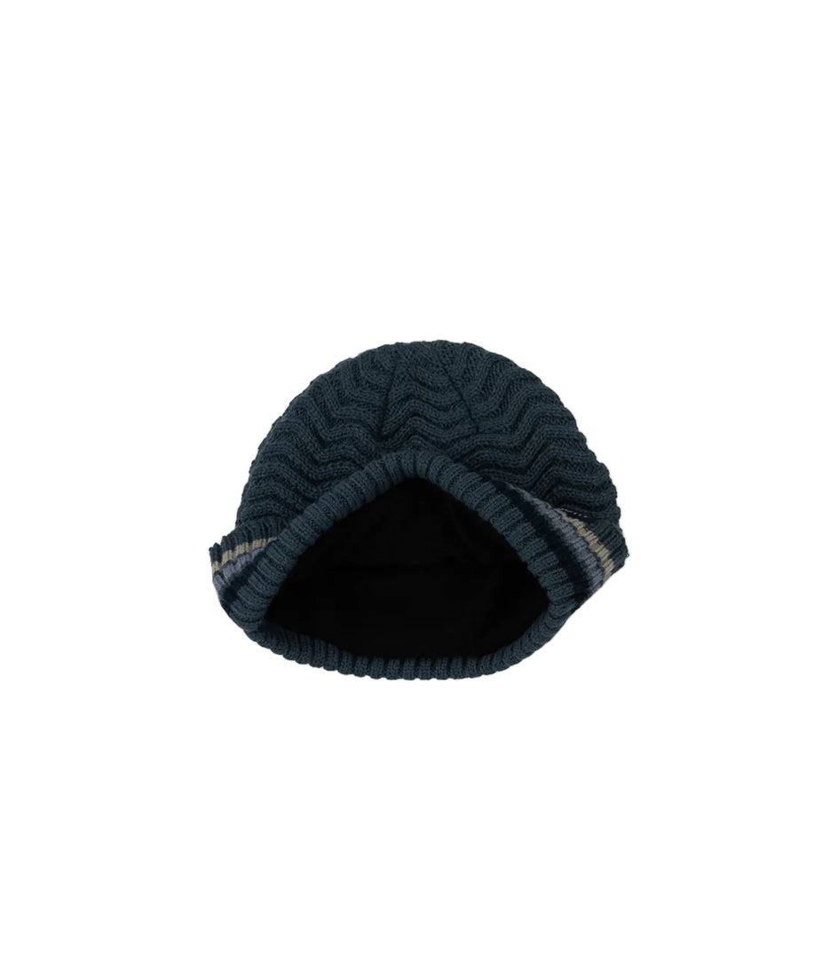 Inside view of the Eliot Beanie in Slate showing soft fleece lining and wavy rib knit — The Simple Man men’s winter hat