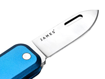 The James Brand Elko Knife showing Blade detail.