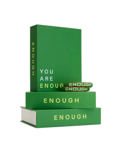 We Are Enough ENOUGH Beaded Leather Bracelet set of 2 keepsake gift box open with poem card by IN-Q
