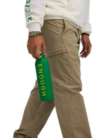 We Are Enough ENOUGH Insulated Water Bottle in Mental Health Green front view showing ENOUGH branding