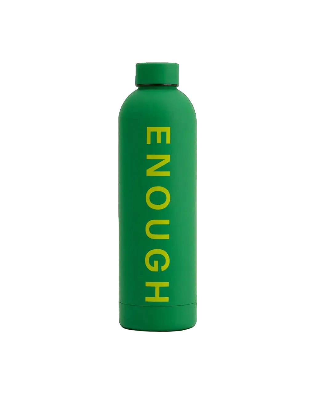 We Are Enough ENOUGH Insulated Water Bottle Mental Health Green showing leak-proof threaded lid