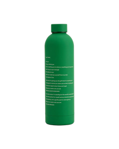 We Are Enough ENOUGH Insulated Water Bottle Mental Health Green lifestyle shot showing 24 oz matte finish