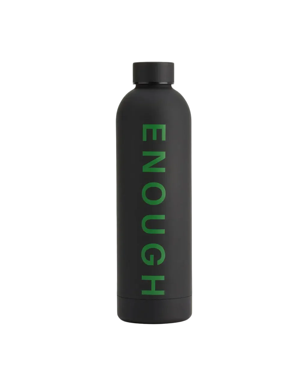We Are Enough ENOUGH Insulated Water Bottle Real Black showing leak-proof threaded lid