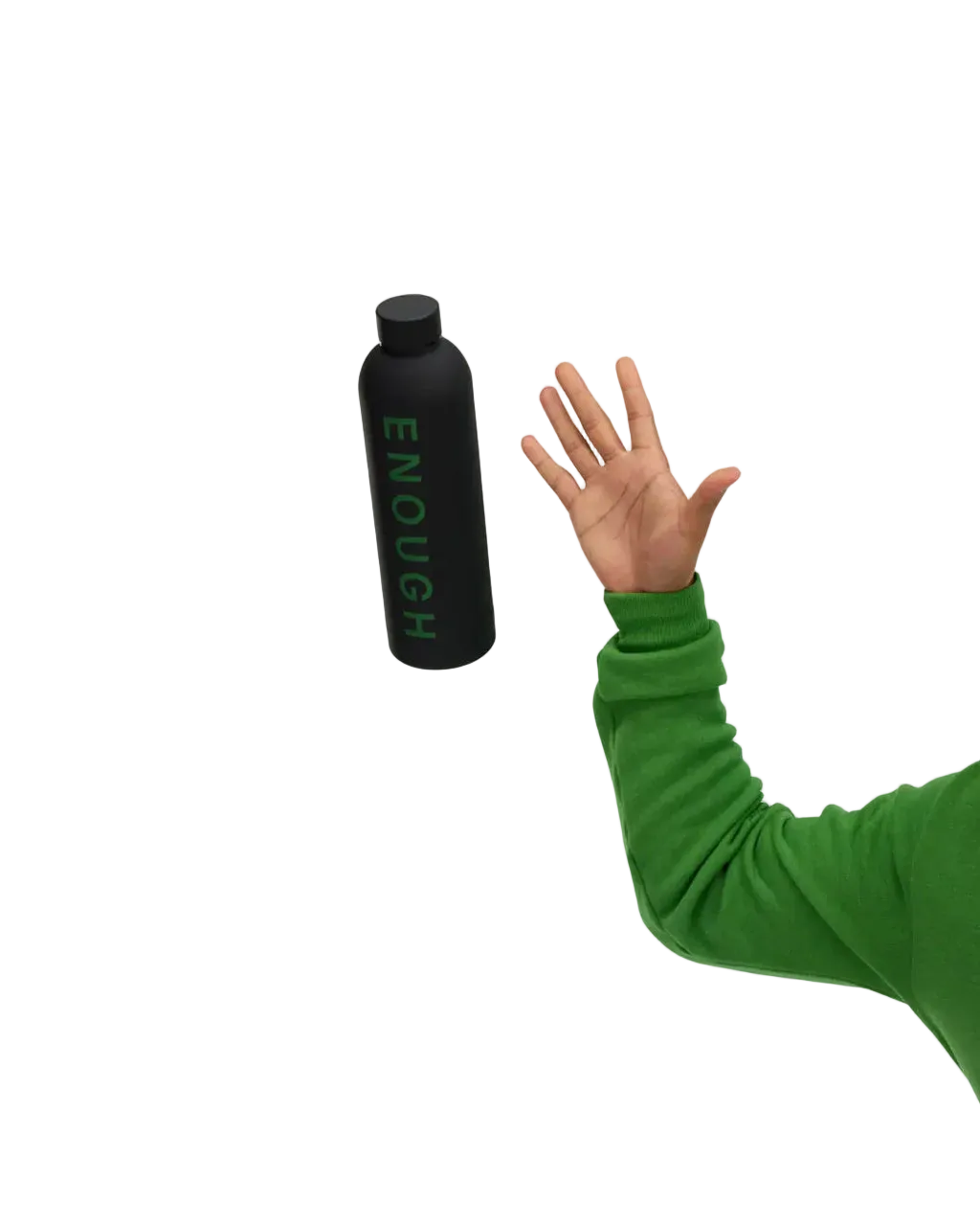 We Are Enough ENOUGH Insulated Water Bottle Real Black detail showing sweat-proof matte finish