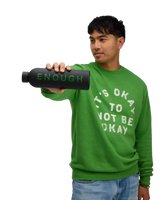We Are Enough ENOUGH Insulated Water Bottle in Real Black front view showing ENOUGH branding