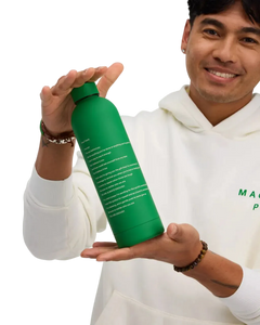 We Are Enough ENOUGH Insulated Water Bottle Mental Health Green detail showing sweat-proof matte finish