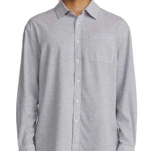 Man wearing the Ezra Long Sleeve Shirt, front view buttoned up
