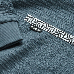 Howler Bros Honzer Hoodie in admiralty Blue, close up fabric  view