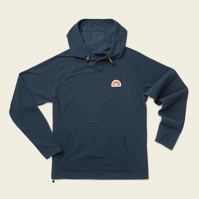 Howler Brothers Palo Duro Grid Fleece in naval Blue, Flat lay View