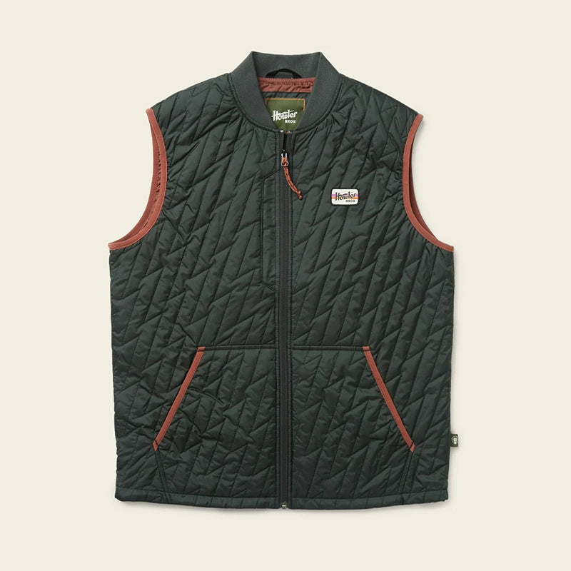 Howler Brothers Voltage quilted Vest in antique Black, Flat lay view