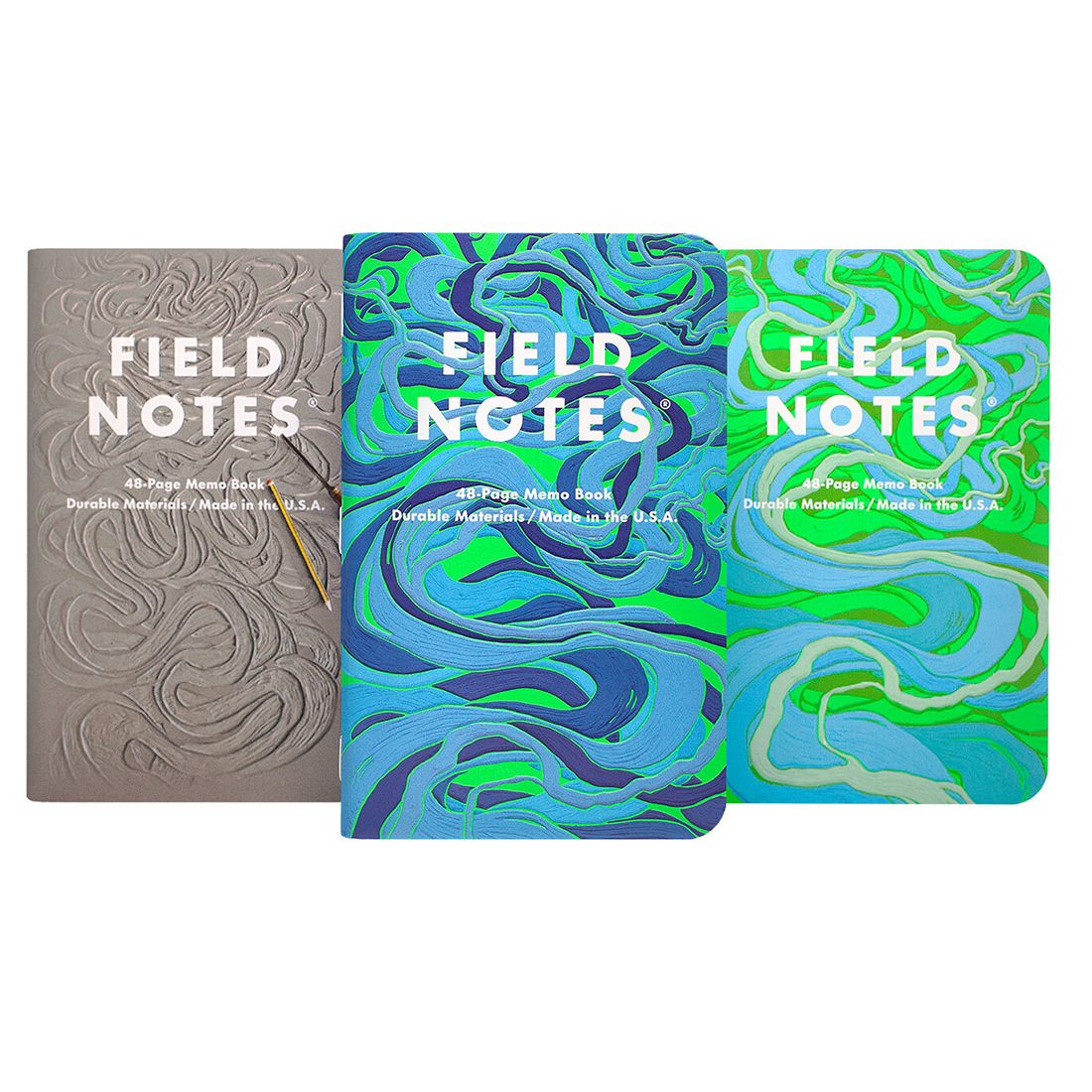 Is a River Alive Field Notes cover with Stanley Donwood Meander linocut -- The Simple Man
