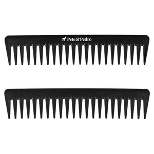 Two black wide tooth detangling combs side by side