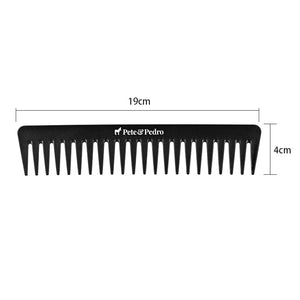 Wide tooth detangling comb shown with size dimensions of 19 cm by 4 cm