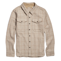 Fielding Shirt Jacket in Stonecross windowpane, flat lay front view showing button-flap chest pockets and collar - The Simple Man