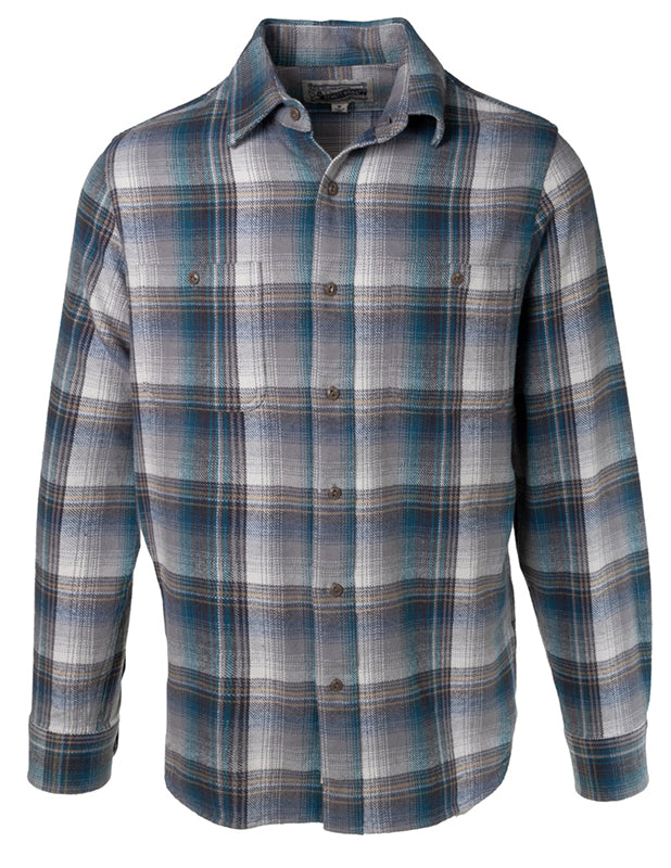 Schott NYC heavy weight flannel in turquoise/grey plaid front view