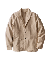 Flex Terry Blazer in Dark Khaki flat lay front view showing patch pockets and notch lapel - The Simple Man