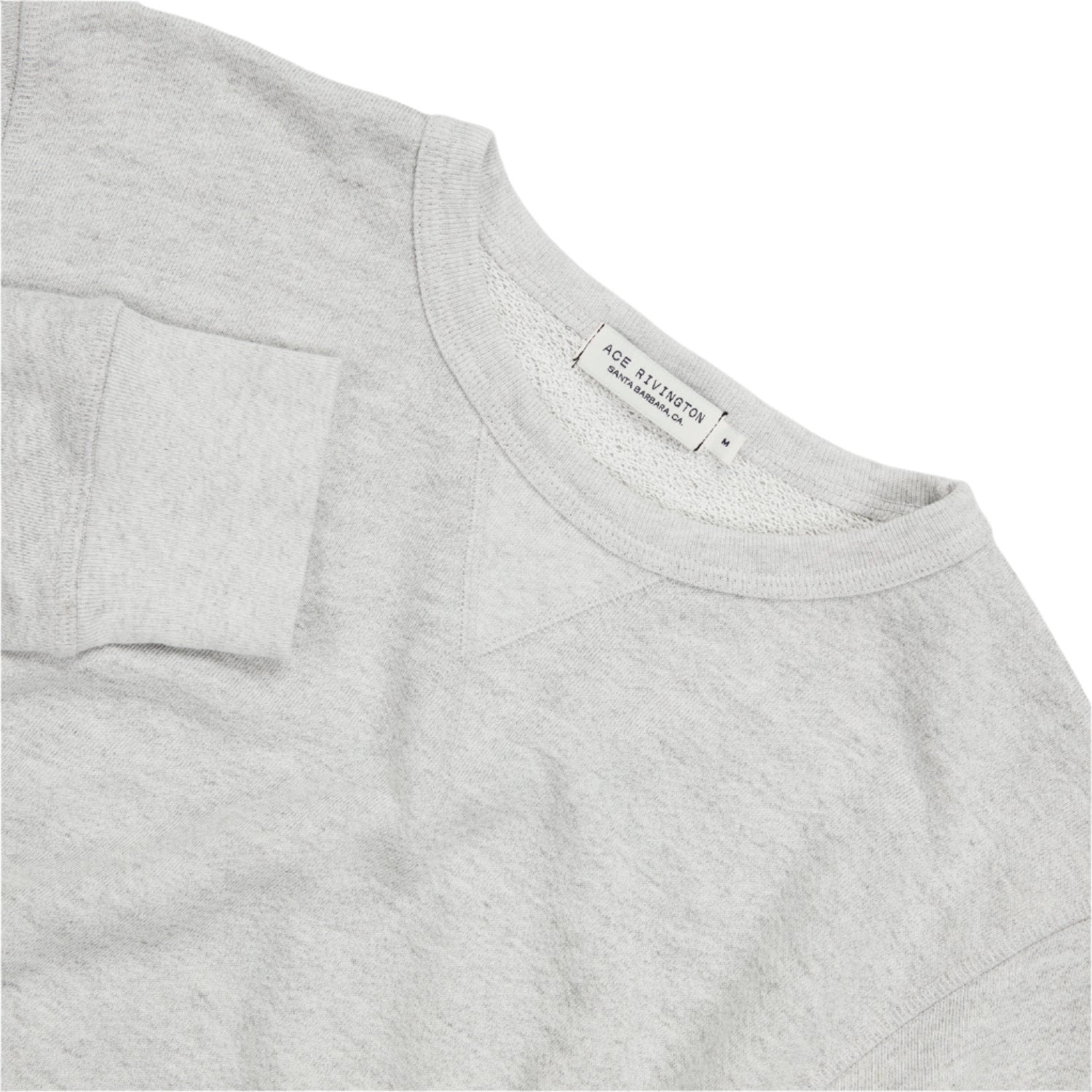 Ace Rivington French Terry Crewneck Sweatshirt in heathered Grey color, flat lay  closeup detail view