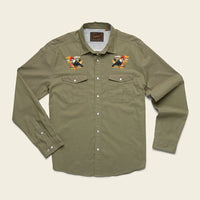 Howler Brothers Gaucho Snapshirt with Caracaras flat lay view