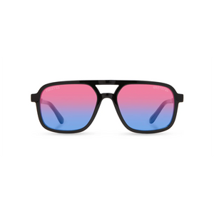 Grateful Dead Stealie polarized sunglasses black frame with pink and blue lenses