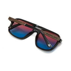 Limited edition Grateful Dead Stealie sunglasses with sustainable frame and wood arms