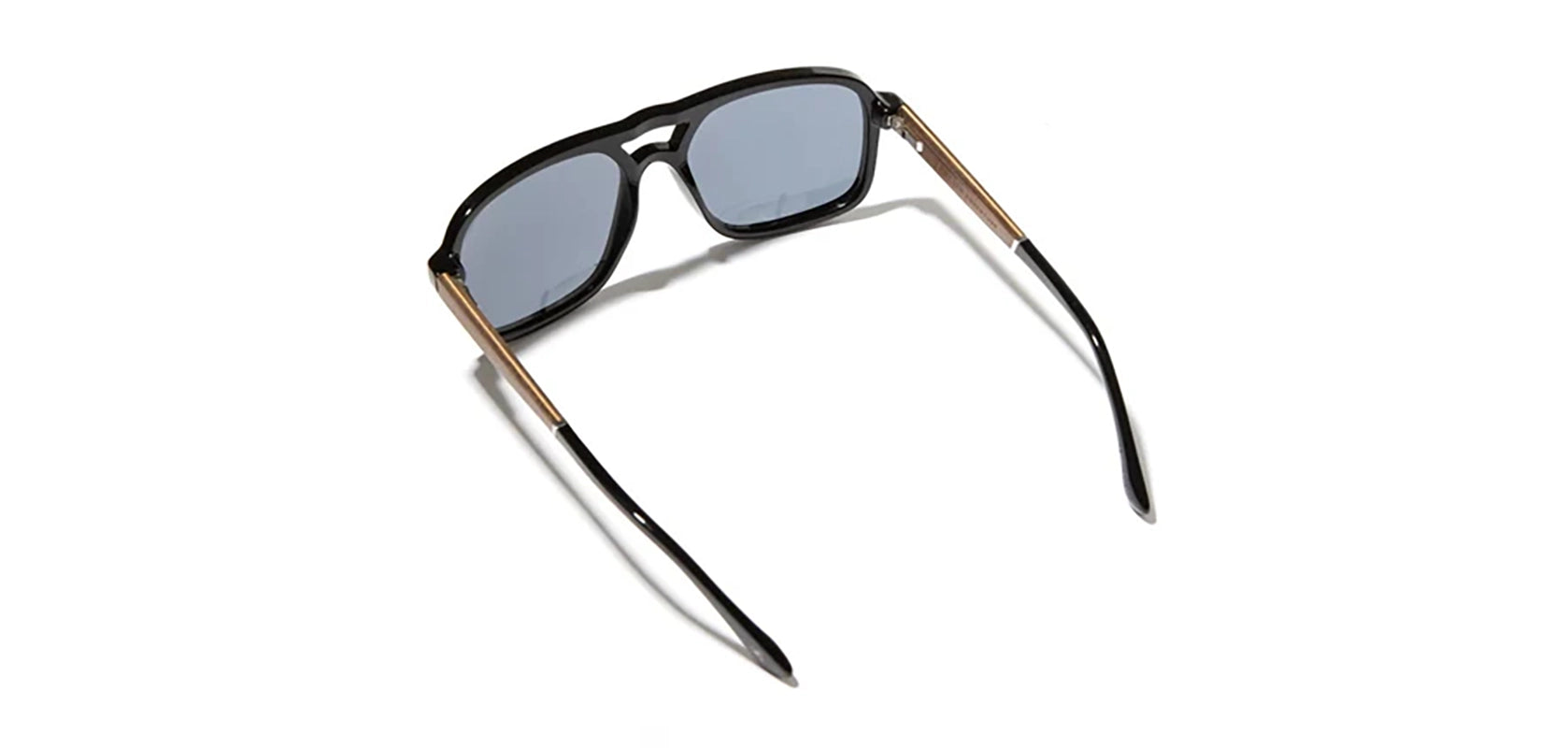 Rear view of CAMP Glacier Sunglasses in black with walnut wood temples and grey polarized lenses