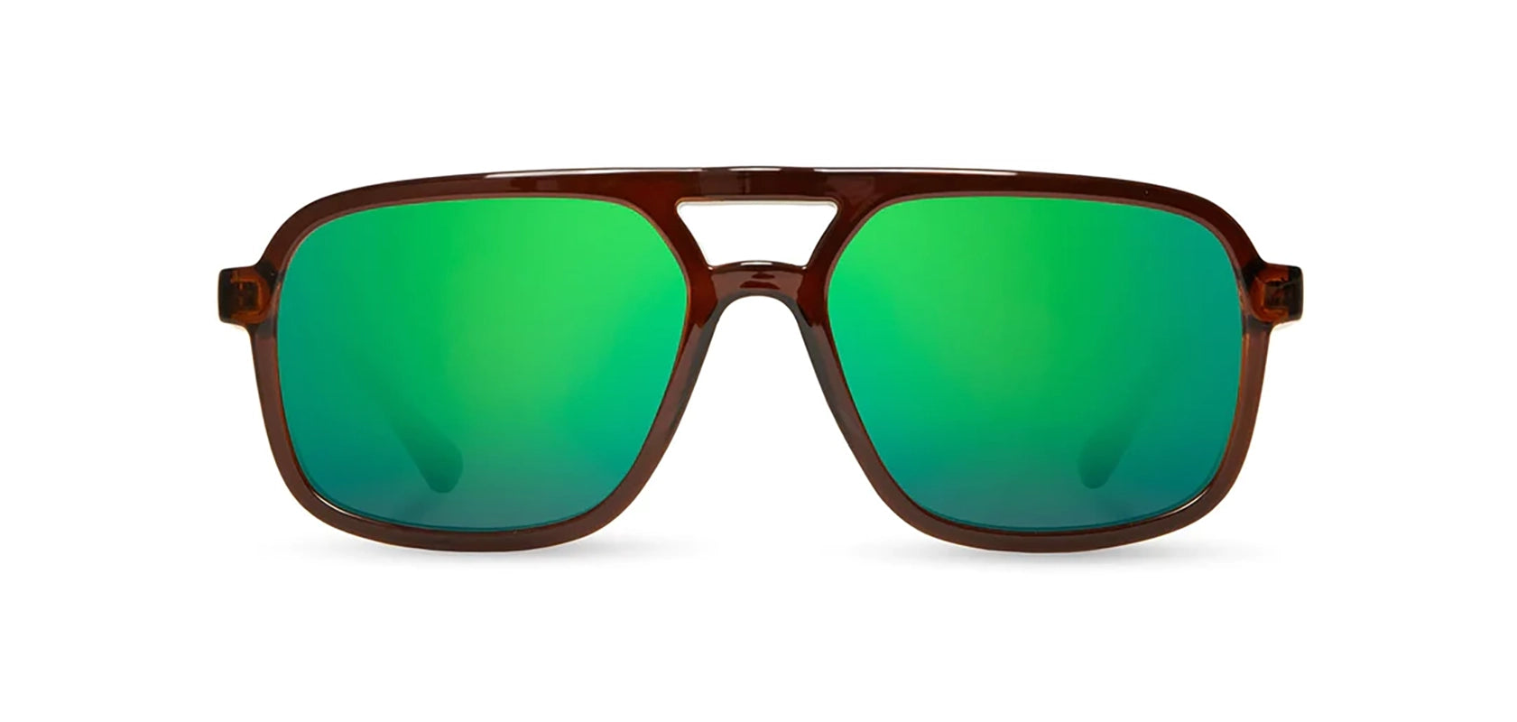 Camp Glacier Sunglasses in Clay & walnut frames, with HD+ Green Flash polarized lenses, front  view
