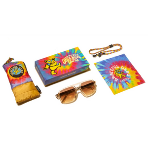 Grateful Dead Bears sunglasses with tie dye box pouch cleaning cloth and paracord retainer