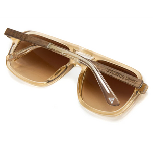 Grateful Dead Dancing Bears engraved wood temple detail on CAMP sunglasses