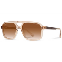 Grateful Dead Bears Brown Fade polarized sunglasses angled front view with wood temples

I