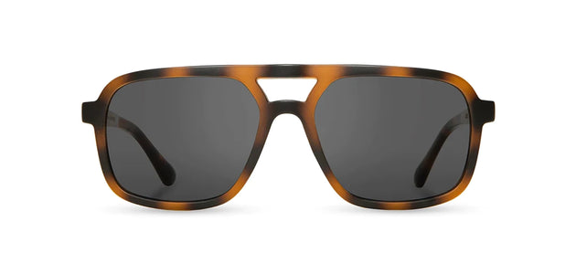 Camp Glacier Sunglasses with Matte Tortoise / walnut frames and HD+ Grey polarized lenses, front  view