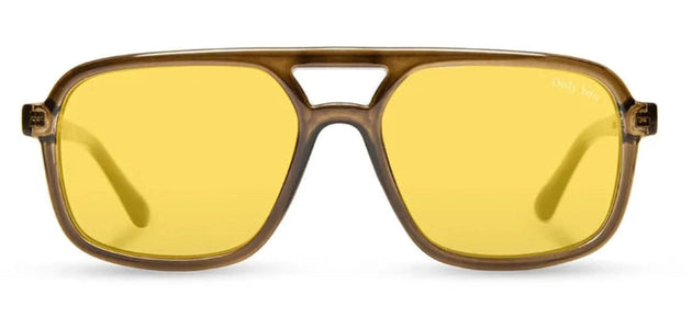 Camp Glacier Sunglasses, moss/walnut with Yellow polarized lenses, front view