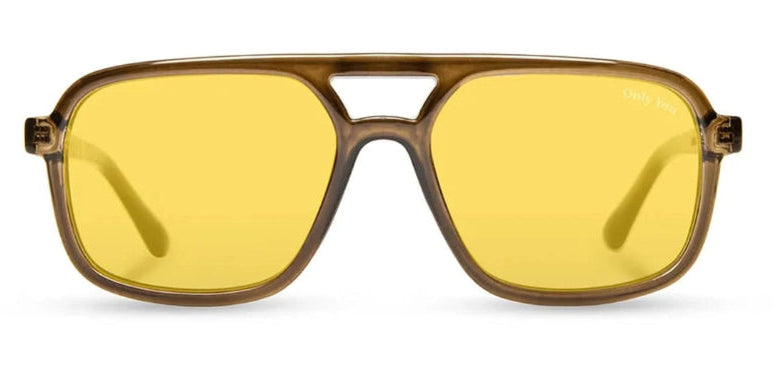 Camp Glacier Sunglasses, moss/walnut with Yellow polarized lenses, front view