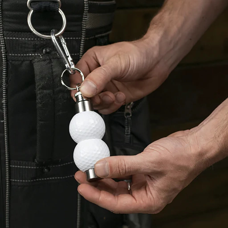 Golf Ball Flask, showing it connected to a golf bag