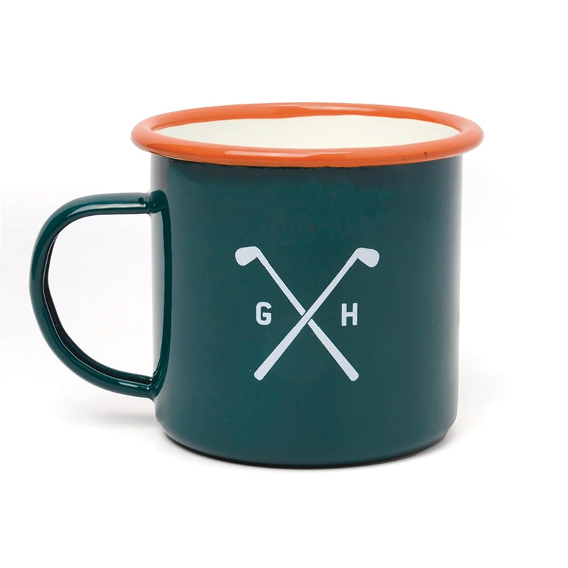 Gentlemen's Hardware enamel mug with "Lets go Golfing" graphic back side