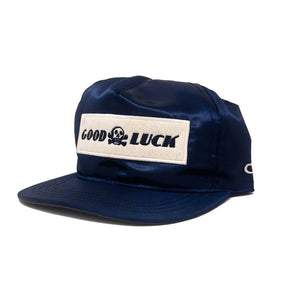 Ampal Creative Good Luck Satin Snapback navy back showing snapback closure