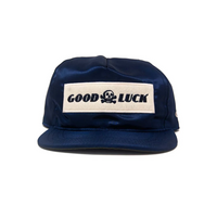 Ampal Creative Good Luck Satin Snapback in navy front view