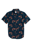 Bridge & Burn Grant Slim Shirt Wildflower Navy flat lay – men's 100% modal slim fit floral short sleeve button down with button-down collar